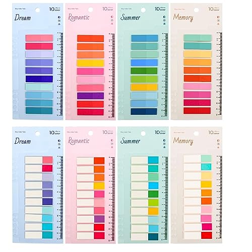 Newplenty 1600 Stück Haftnotizen,8 Stile Transparent Sticky Notes mit Lineal, Selbstklebend Haftstreifen, Klein Klebezettel Notizzettel, Page Marker Haftmarker Index Book Tabs für Büro Schule (1600) von newplenty