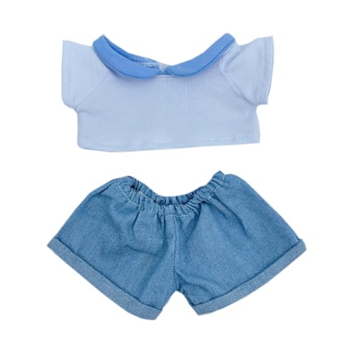 niannyyhouse 10 cm, 15 cm, 20 cm, Plüschpuppe, Kleidung, T-Shirt, Hose, Puppe, Verkleiden (Blau, 10 cm) von niannyyhouse