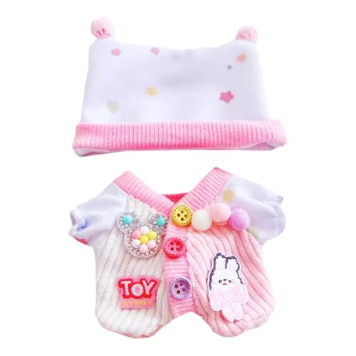 niannyyhouse 10 cm ~ 15 cm 20 cm Plüschpuppe Kleidung Hut Bodysuit Krabbelanzug Puppe Dressup (Rosa - 10 cm ~ 15 cm) von niannyyhouse