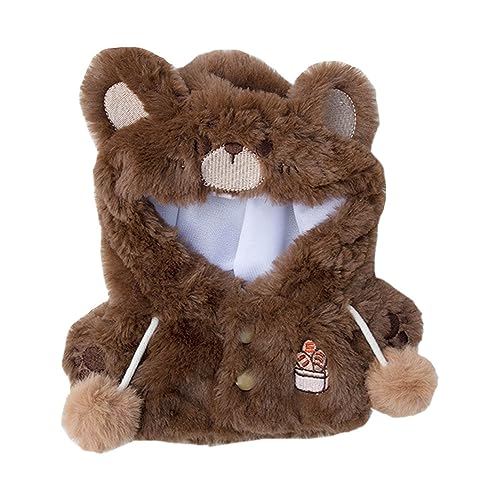 niannyyhouse 10 cm 20 cm Plüsch Puppe Kleidung Bär Schwein Katze Hoodie Overall Jacke Weich Gefüllte Plüsch Zubehör (A2, 10 cm), Beige von niannyyhouse