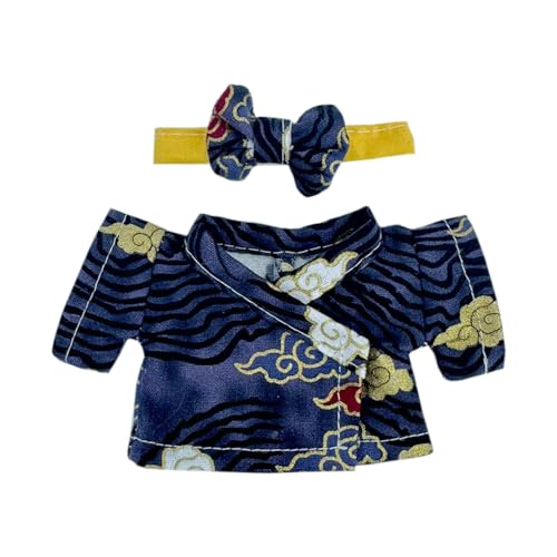 niannyyhouse 10 cm 20 cm Plüschpuppe Kleidung Gürtel Kimono Yukata Sets Puppe Dress Up (Schwarz, 10 cm) von niannyyhouse
