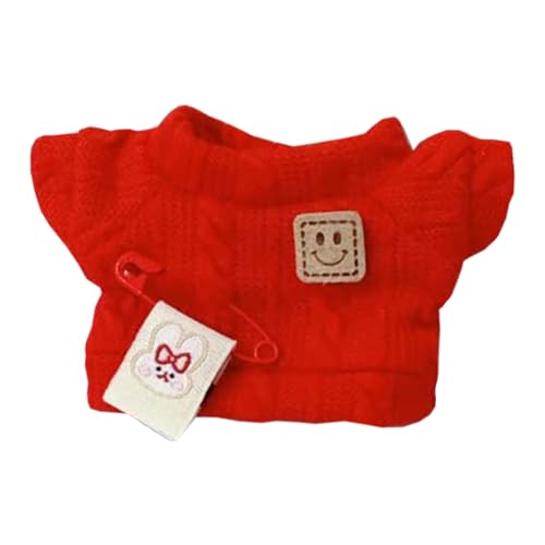 niannyyhouse 10cm Plüsch Puppe Kleidung Cartoon Muster Strickpullover Puppen Zubehör Dress Up (rot) Mehrfarbig von niannyyhouse