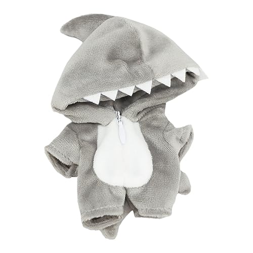 niannyyhouse 10cm Plüsch Puppe Kleidung Dinosaurier Hai Onesies Lose Bodysuit Weich Gefüllte Plüsch Spielzeug Dress Up Zubehör (Grau) von niannyyhouse