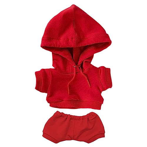 niannyyhouse 15cm Plüsch Puppe Kleidung Elastische Solide Sportbekleidung Anzüge Hoodie Hosen Weiche Gefüllte Plüsch Spielzeug Dress Up Zubehör (rot, 15cm) von niannyyhouse