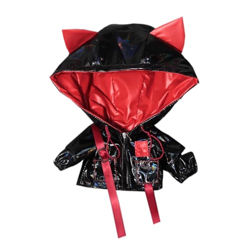 niannyyhouse 20 cm große Plüschpuppe Kleidung Hoodie Katzenohren Jacke 20,3 cm Puppe Dressup (schwarz) von niannyyhouse