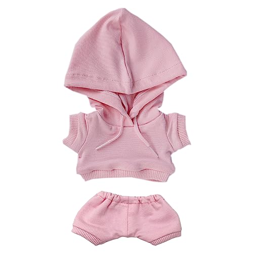 niannyyhouse 20cm Plüsch Puppe Kleidung Elastische Solide Sportbekleidung Anzüge Hoodie Hosen Weiche Gefüllte Plüsch Spielzeug Dress Up Zubehör (Rosa, 20cm) von niannyyhouse