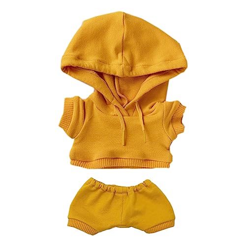 niannyyhouse 20cm Plüsch Puppe Kleidung Elastische Solide Sportbekleidung Anzüge Hoodie Hosen Weiche Gefüllte Plüschtier Dress Up Zubehör (Gelb, 20cm) von niannyyhouse