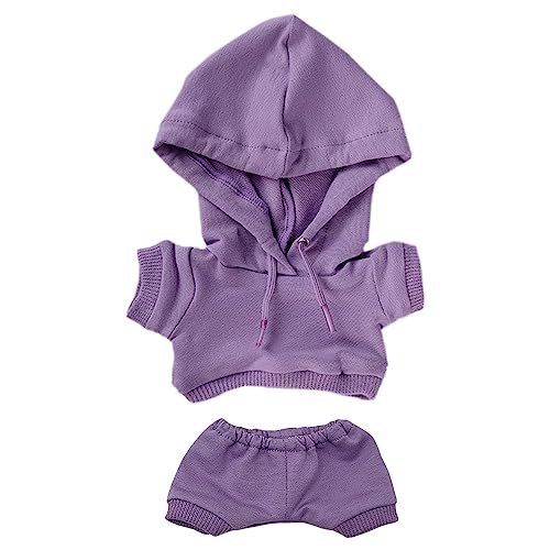 niannyyhouse 20cm Plüsch Puppe Kleidung Elastische Solide Sportbekleidung Anzüge Hoodie Hosen Weiche Gefüllte Plüschtier Dress Up Zubehör (Lila, 20cm) von niannyyhouse