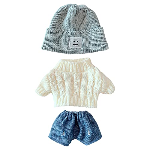 niannyyhouse 20cm Plüsch Puppe Kleidung Quadrat Gesicht Hut Pullover Jeans 8in Stuffed Doll Dressup (A-2) von niannyyhouse