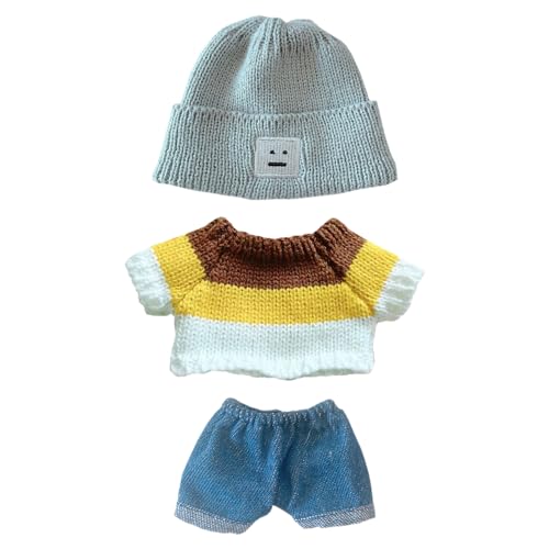 niannyyhouse 20cm Plüsch Puppe Kleidung Quadrat Gesicht Hut Pullover Jeans 8in Stuffed Doll Dressup (A-3) von niannyyhouse