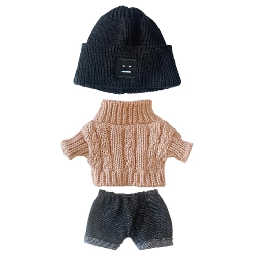 niannyyhouse 20cm Plüsch Puppe Kleidung Quadrat Gesicht Hut Pullover Jeans 8in Stuffed Doll Dressup (A-6) von niannyyhouse