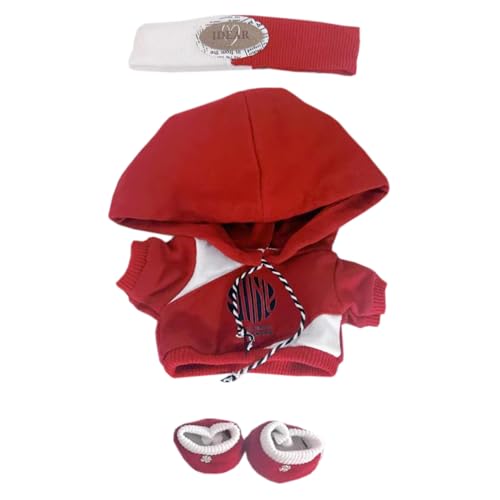 niannyyhouse Kopfschmuck Hoodie Schuhe Flamme Outfit 10cm~15cm 20cm 40cm Plüschpuppe Kleidung Puppe Zubehör (Rot 20cm) von niannyyhouse