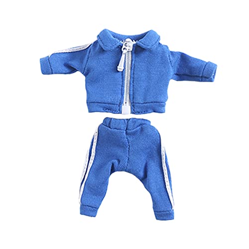 niannyyhouse Uniformen Anzug Feste Farbe Sportbekleidung Kleidung Kleid bis 1/12 BJD OB11 Puppe 4,3 Zoll (11 cm) Körper Kleidung Zubehör (Blau) von niannyyhouse