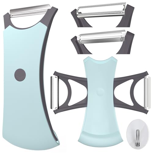 Sparschäler mit Zackenschliff - Universalschäler aus Edelstahl Gemüseschäler Pendelschäler Peeler für Kartoffeln Karotten Gemüse, Ergonomischer Griff, Blau von nicekool