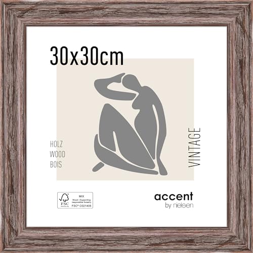 accent by nielsen Holz Bilderrahmen Vintage, 30x30 cm, Braun von accent by nielsen