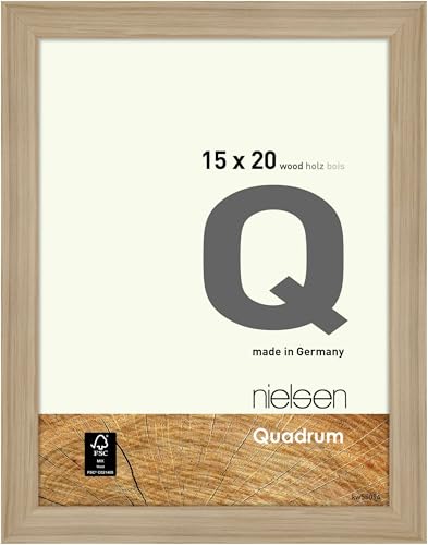 nielsen Bilderrahmen, 15 x 20 cm, Holz, Eiche Natur, Fotorahmen zum Auftstellen und Aufhängen im Hoch- & Querformat, Echtglas, Quadrum von nielsen