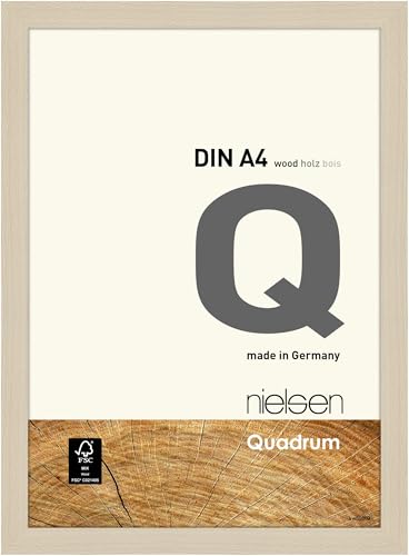 nielsen Bilderrahmen, 21 x 29,7 cm (A4), Holz, Ahorn, Dokumentenrahmen zum Aufhängen im Hoch- & Querformat, Echtglas, Quadrum von nielsen