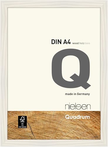 nielsen Bilderrahmen, 21 x 29,7 cm (A4), Holz, Weiß, Dokumentenrahmen zum Aufhängen im Hoch- & Querformat, Echtglas, Quadrum von nielsen