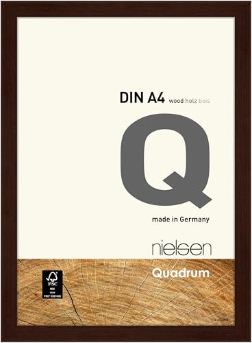 nielsen Bilderrahmen, 21 x 29,7 cm (A4), Holz, Wengé, Dokumentenrahmen zum Aufhängen im Hoch- & Querformat, Echtglas, Quadrum von nielsen