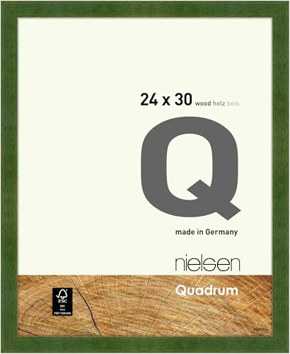 nielsen Bilderrahmen, 24 x 30 cm, Holz, Grün, Rahmen zum Aufhängen im Hoch- & Querformat, Echtglas, Quadrum von nielsen