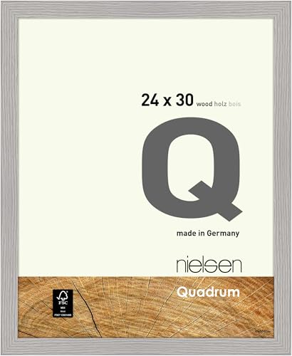 nielsen Bilderrahmen, 24 x 30 cm, Holz, Hellgrau, Rahmen zum Aufhängen im Hoch- & Querformat, Echtglas, Quadrum von nielsen