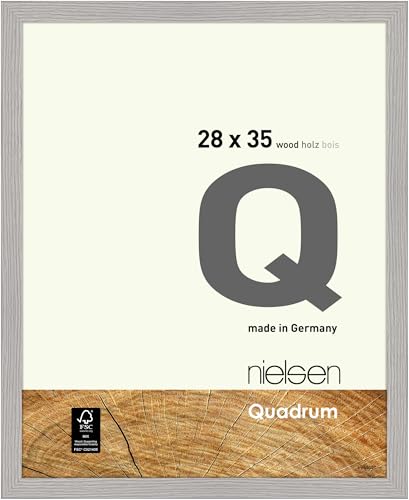 nielsen Bilderrahmen, 28 x 35 cm, Holz, Hellgrau, Rahmen zum Aufhängen im Hoch- & Querformat, Echtglas, Quadrum von nielsen