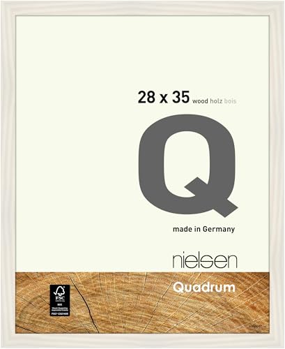 nielsen Bilderrahmen, 28 x 35 cm, Holz, Weiß, Rahmen zum Aufhängen im Hoch- & Querformat, Echtglas, Quadrum von nielsen