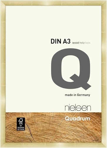 nielsen Bilderrahmen, 29,7 x 42 cm (A3), Holz, Gold, Posterrahmen zum Aufhängen im Hoch- & Querformat, Echtglas, Quadrum von nielsen