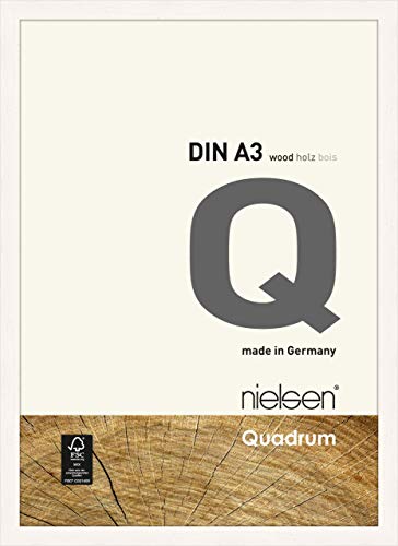 nielsen Bilderrahmen, 29,7 x 42 cm (A3), Holz, Reinweiß, Posterrahmen zum Aufhängen im Hoch- & Querformat, Echtglas, Quadrum von nielsen