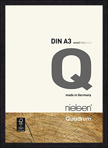 nielsen Bilderrahmen, 29,7 x 42 cm (A3), Holz, Schwarz, Posterrahmen zum Aufhängen im Hoch- & Querformat, Echtglas, Quadrum von nielsen