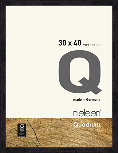 nielsen Bilderrahmen, 30 x 40 cm, Holz, Schwarz, Fotorahmen zum Aufhängen im Hoch- & Querformat, Echtglas, Quadrum von nielsen