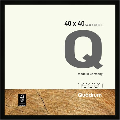 nielsen Bilderrahmen, 40 x 40 cm, Holz, Schwarz, Posterrahmen zum Aufhängen im Hoch- & Querformat, Echtglas, Quadrum von nielsen