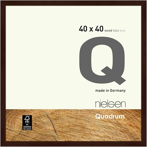 nielsen Bilderrahmen, 40 x 40 cm, Holz, Wengé, Posterrahmen zum Aufhängen im Hoch- & Querformat, Echtglas, Quadrum von nielsen