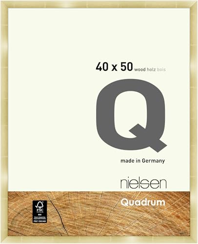 nielsen Bilderrahmen, 40 x 50 cm, Holz, Gold, Posterrahmen zum Aufhängen im Hoch- & Querformat, Echtglas, Quadrum von nielsen