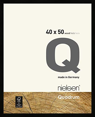 nielsen Bilderrahmen, 40 x 50 cm, Holz, Schwarz, Posterrahmen zum Aufhängen im Hoch- & Querformat, Echtglas, Quadrum von nielsen