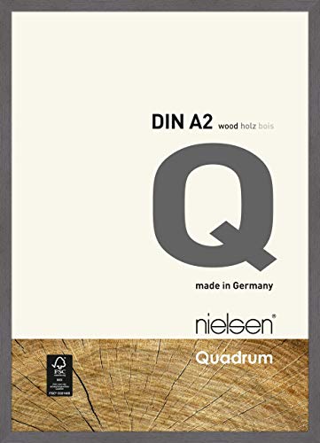 nielsen Bilderrahmen, 42 x 59,4 cm (A2), Holz, Dunkelgrau, Posterrahmen zum Aufhängen im Hoch- & Querformat, Echtglas, Quadrum von nielsen