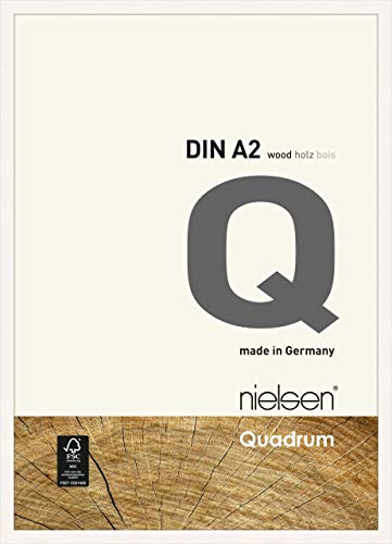 nielsen Bilderrahmen, 42 x 59,4 cm (A2), Holz, Reinweiß, Posterrahmen zum Aufhängen im Hoch- & Querformat, Echtglas, Quadrum von nielsen