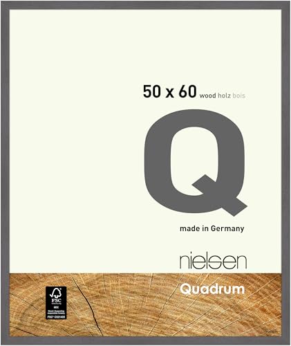 nielsen Bilderrahmen, 50 x 60 cm, Holz, Dunkelgrau, Posterrahmen zum Aufhängen im Hoch- & Querformat, Echtglas, Quadrum von nielsen