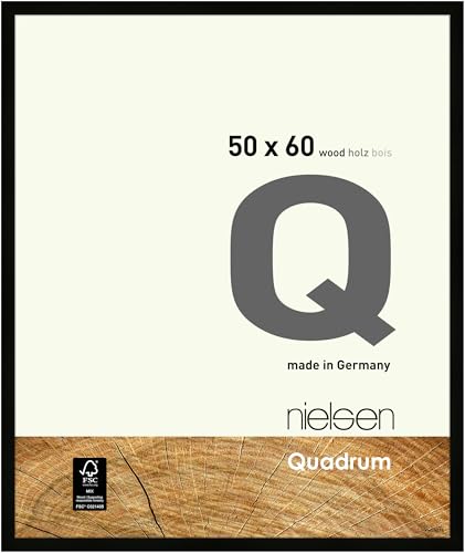 nielsen Bilderrahmen, 50 x 60 cm, Holz, Schwarz, Posterrahmen zum Aufhängen im Hoch- & Querformat, Echtglas, Quadrum von nielsen