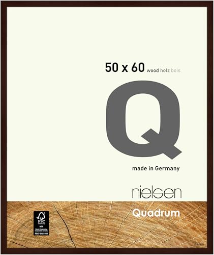 nielsen Bilderrahmen, 50 x 60 cm, Holz, Wengé, Posterrahmen zum Aufhängen im Hoch- & Querformat, Echtglas, Quadrum von nielsen