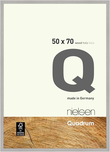 nielsen Bilderrahmen, 50 x 70 cm, Holz, Hellgrau, Posterrahmen zum Aufhängen im Hoch- & Querformat, Echtglas, Quadrum von nielsen