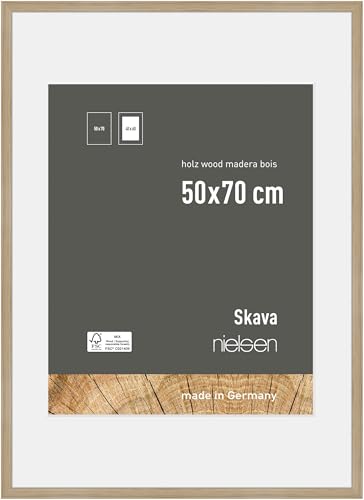 nielsen Bilderrahmen mit Passepartout, 50 x 70 cm, Holz, Eiche, Posterrahmen zum Aufhängen im Hoch- & Querformat, Echtglas, Skava von nielsen