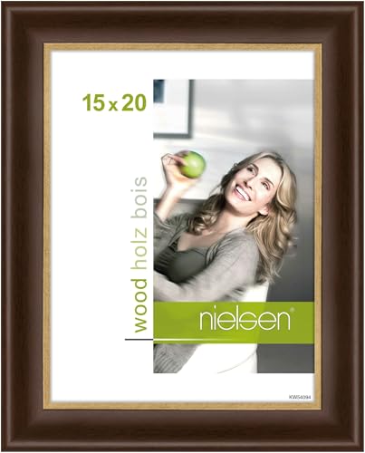 nielsen Bilderrahmen, 15 x 20 cm, Holz, Palisander, Fotorahmen zum Auftstellen und Aufhängen im Hoch- & Querformat, Echtglas, Derby von nielsen