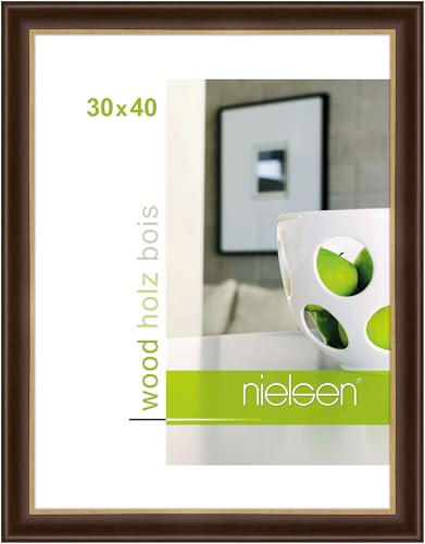 nielsen Bilderrahmen, 30 x 40 cm, Holz, Palisander, Fotorahmen zum Aufhängen im Hoch- & Querformat, Echtglas, Derby von nielsen