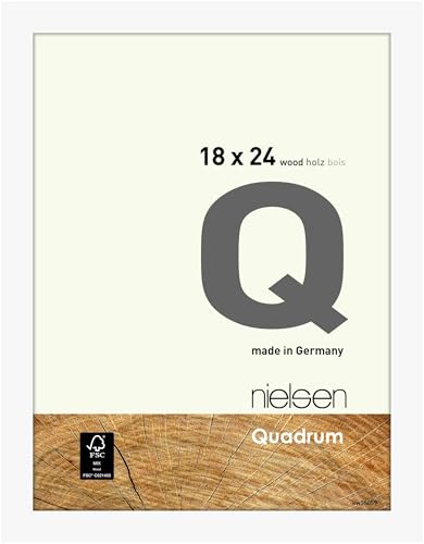 nielsen Bilderrahmen, 18 x 24 cm, Holz, Reinweiß, Fotorahmen zum Auftstellen und Aufhängen im Hoch- & Querformat, Echtglas, Quadrum von nielsen