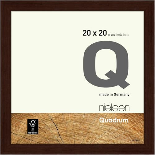 nielsen Bilderrahmen, 20 x 20 cm, Holz, Wengé, Fotorahmen zum Auftstellen und Aufhängen im Hoch- & Querformat, Echtglas, Quadrum von nielsen