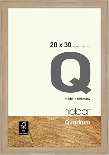 nielsen Bilderrahmen, 20 x 30 cm, Holz, Eiche Natur, Fotorahmen zum Auftstellen und Aufhängen im Hoch- & Querformat, Echtglas, Quadrum von nielsen