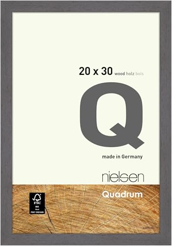 nielsen Bilderrahmen, 20 x 30 cm, Holz, Dunkelgrau, Fotorahmen zum Auftstellen und Aufhängen im Hoch- & Querformat, Echtglas, Quadrum von nielsen