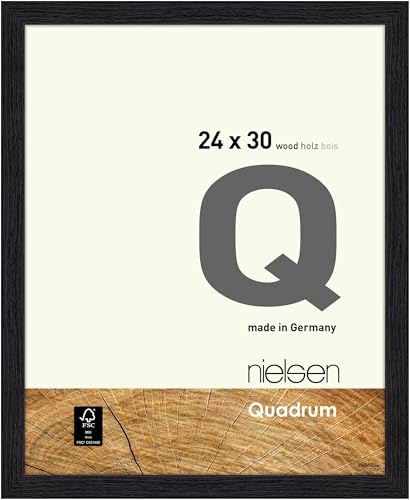 nielsen Bilderrahmen, 24 x 30 cm, Holz, Schwarz, Rahmen zum Aufhängen im Hoch- & Querformat, Echtglas, Quadrum von nielsen