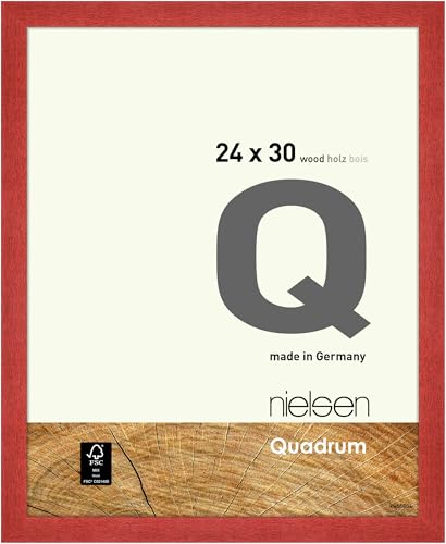 nielsen Bilderrahmen, 24 x 30 cm, Holz, Rot, Rahmen zum Aufhängen im Hoch- & Querformat, Echtglas, Quadrum von nielsen